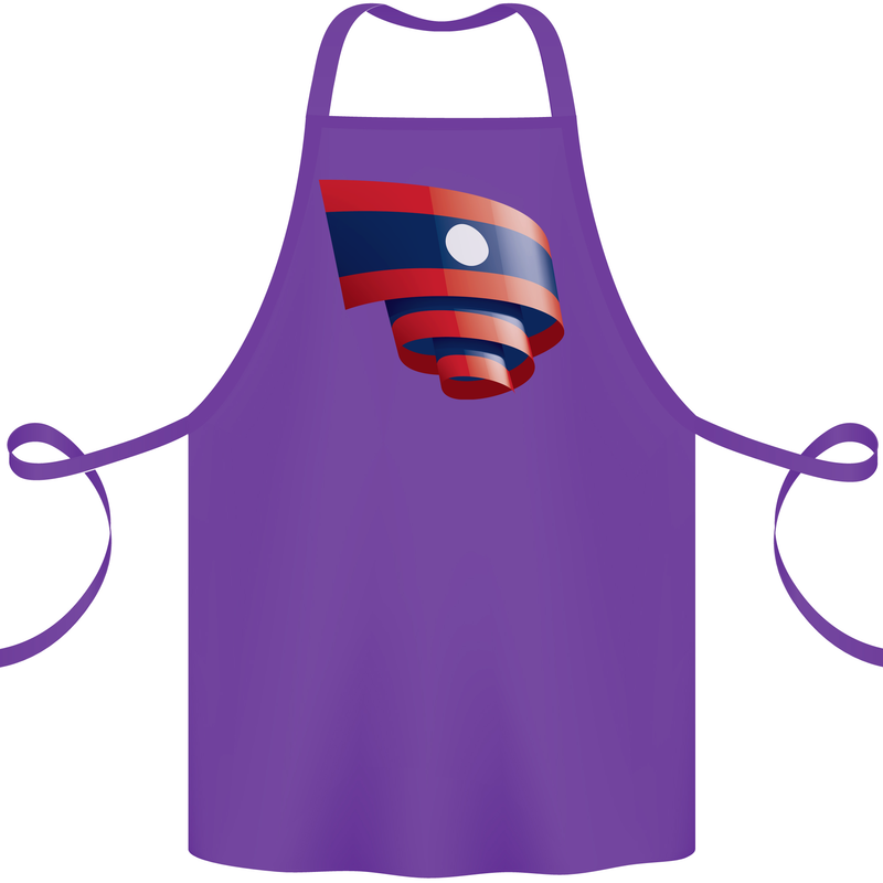 Curled Laos Flag Laotian Day Football Cotton Apron 100% Organic Purple