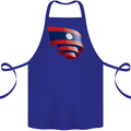 Curled Laos Flag Laotian Day Football Cotton Apron 100% Organic Royal Blue