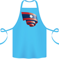 Curled Laos Flag Laotian Day Football Cotton Apron 100% Organic Turquoise