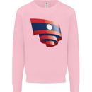 Curled Laos Flag Laotian Day Football Kids Sweatshirt Jumper Light Pink