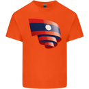 Curled Laos Flag Laotian Day Football Kids T-Shirt Childrens Orange