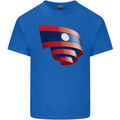 Curled Laos Flag Laotian Day Football Kids T-Shirt Childrens Royal Blue