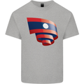 Curled Laos Flag Laotian Day Football Kids T-Shirt Childrens Sports Grey