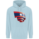 Curled Laos Flag Laotian Day Football Mens 80% Cotton Hoodie Light Blue