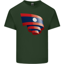 Curled Laos Flag Laotian Day Football Mens Cotton T-Shirt Tee Top Forest Green