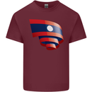 Curled Laos Flag Laotian Day Football Mens Cotton T-Shirt Tee Top Maroon