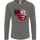 Curled Laos Flag Laotian Day Football Mens Long Sleeve T-Shirt Charcoal
