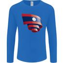Curled Laos Flag Laotian Day Football Mens Long Sleeve T-Shirt Royal Blue