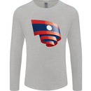 Curled Laos Flag Laotian Day Football Mens Long Sleeve T-Shirt Sports Grey