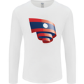 Curled Laos Flag Laotian Day Football Mens Long Sleeve T-Shirt White