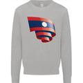 Curled Laos Flag Laotian Day Football Mens Sweatshirt Jumper Sports Grey