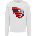 Curled Laos Flag Laotian Day Football Mens Sweatshirt Jumper White