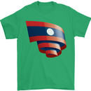 Curled Laos Flag Laotian Day Football Mens T-Shirt 100% Cotton Irish Green