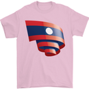 Curled Laos Flag Laotian Day Football Mens T-Shirt 100% Cotton Light Pink