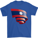 Curled Laos Flag Laotian Day Football Mens T-Shirt 100% Cotton Royal Blue