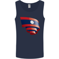 Curled Laos Flag Laotian Day Football Mens Vest Tank Top Navy Blue