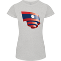Curled Laos Flag Laotian Day Football Womens Petite Cut T-Shirt Sports Grey