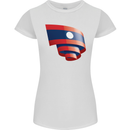 Curled Laos Flag Laotian Day Football Womens Petite Cut T-Shirt White