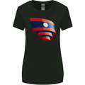 Curled Laos Flag Laotian Day Football Womens Wider Cut T-Shirt Black
