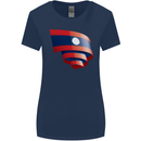 Curled Laos Flag Laotian Day Football Womens Wider Cut T-Shirt Navy Blue