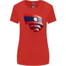 Curled Laos Flag Laotian Day Football Womens Wider Cut T-Shirt Red