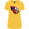 Curled Laos Flag Laotian Day Football Womens Wider Cut T-Shirt Yellow