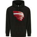 Curled Latvia Flag Latvian Day Football Childrens Kids Hoodie Black