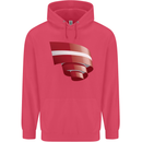Curled Latvia Flag Latvian Day Football Childrens Kids Hoodie Heliconia