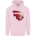 Curled Latvia Flag Latvian Day Football Childrens Kids Hoodie Light Pink