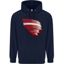 Curled Latvia Flag Latvian Day Football Childrens Kids Hoodie Navy Blue