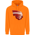 Curled Latvia Flag Latvian Day Football Childrens Kids Hoodie Orange
