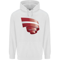 Curled Latvia Flag Latvian Day Football Childrens Kids Hoodie White