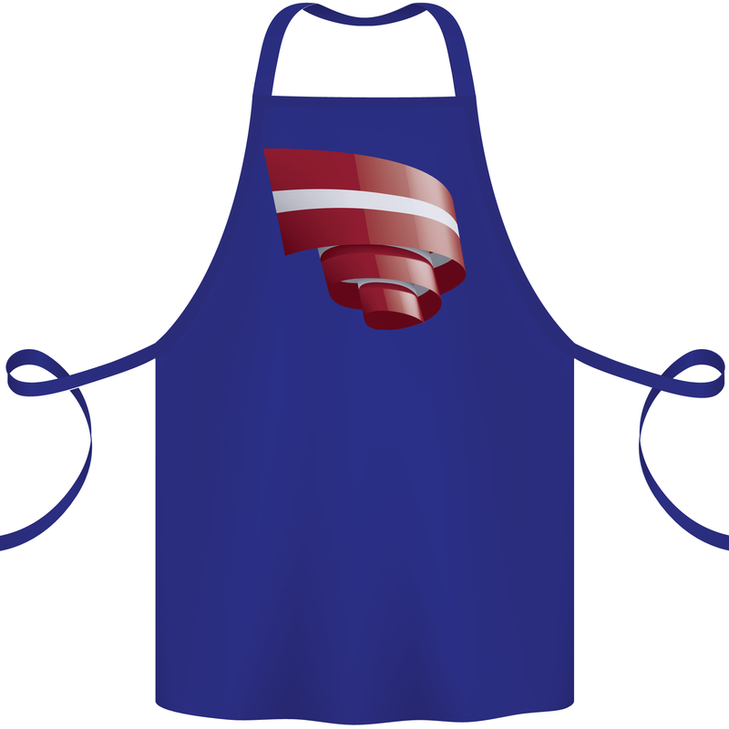 Curled Latvia Flag Latvian Day Football Cotton Apron 100% Organic Royal Blue