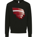Curled Latvia Flag Latvian Day Football Kids Sweatshirt Jumper Black