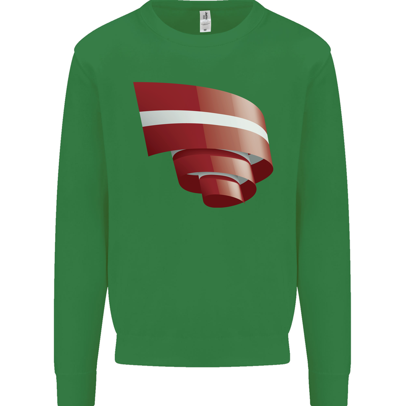 Curled Latvia Flag Latvian Day Football Kids Sweatshirt Jumper Irish Green