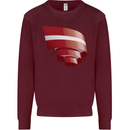 Curled Latvia Flag Latvian Day Football Kids Sweatshirt Jumper Maroon