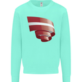Curled Latvia Flag Latvian Day Football Kids Sweatshirt Jumper Peppermint