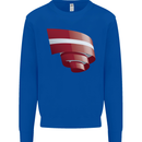 Curled Latvia Flag Latvian Day Football Kids Sweatshirt Jumper Royal Blue
