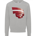 Curled Latvia Flag Latvian Day Football Kids Sweatshirt Jumper Sports Grey