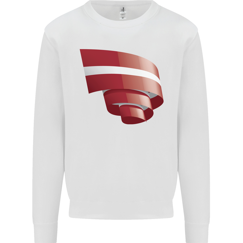Curled Latvia Flag Latvian Day Football Kids Sweatshirt Jumper White