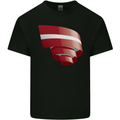 Curled Latvia Flag Latvian Day Football Kids T-Shirt Childrens Black