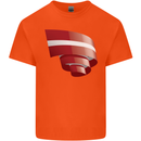 Curled Latvia Flag Latvian Day Football Kids T-Shirt Childrens Orange