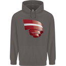 Curled Latvia Flag Latvian Day Football Mens 80% Cotton Hoodie Charcoal