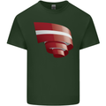 Curled Latvia Flag Latvian Day Football Mens Cotton T-Shirt Tee Top Forest Green