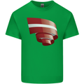 Curled Latvia Flag Latvian Day Football Mens Cotton T-Shirt Tee Top Irish Green