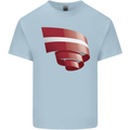 Curled Latvia Flag Latvian Day Football Mens Cotton T-Shirt Tee Top Light Blue