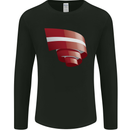 Curled Latvia Flag Latvian Day Football Mens Long Sleeve T-Shirt Black