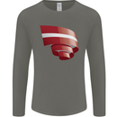 Curled Latvia Flag Latvian Day Football Mens Long Sleeve T-Shirt Charcoal
