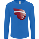 Curled Latvia Flag Latvian Day Football Mens Long Sleeve T-Shirt Royal Blue