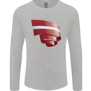 Curled Latvia Flag Latvian Day Football Mens Long Sleeve T-Shirt Sports Grey